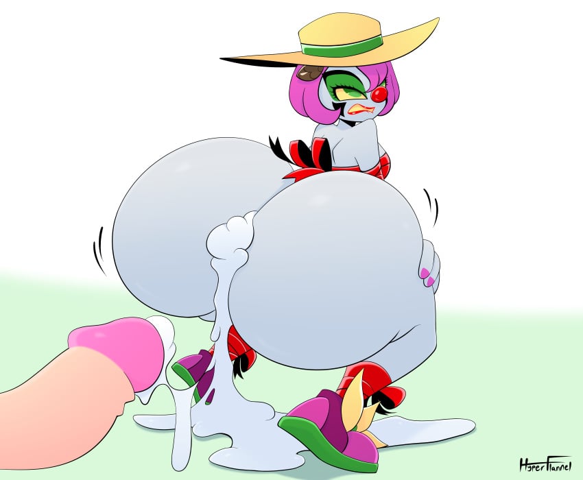 anal anal_sex big_ass big_butt clown clown_girl cum cum_in_ass huge_ass huge_butt hyper hyper_ass hyper_butt hyperflannel jizz massive_ass massive_butt oc original_character pink_hair ribbons semen semen_in_anus sunhat