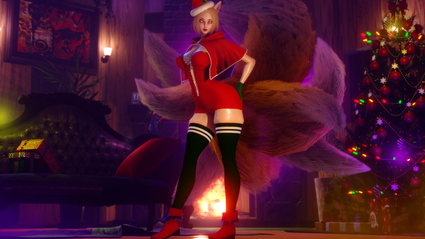 3d ahri ass breasts christmas christmas_outfit curvy_figure female high_resolution huge_ass huge_breasts k/da_ahri k/da_series large_filesize league_of_legends nillin_(artist) thick_thighs thighs very_high_resolution