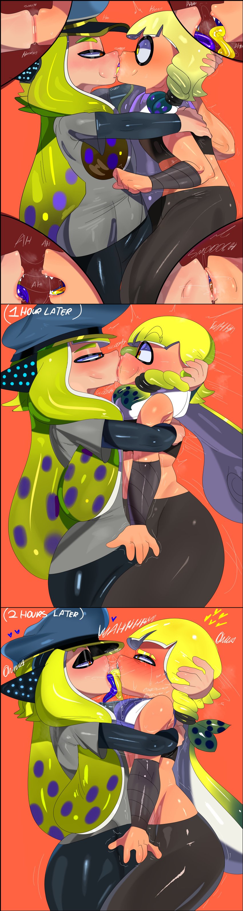 2girls absurd_res absurdres age_difference agent_3_(splatoon) alternate_version_available ambiguous_gender blush captain_(splatoon_3) cephalopod cephalopod_humanoid dubious_consent edit edited embrace embracing extreme_french_kiss eye_contact fangs female female_focus french_kiss grabbing_head half-closed_eyes hand_on_head hardcore hat head_grab headwear heart hearts_around_head hi_res high_resolution highres hugging inkling inkling_girl kissing light-skinned_female light_skin long_hair long_tongue looking_at_another multiple_girls multiple_images narrowed_eyes new_agent_3_(splatoon) nintendo oerba_yun_fang passionate questionable_consent red_eyes saliva saliva_on_tongue shiny shiny_skin shocked size_difference sloppy_kiss splatoon splatoon_(series) splatoon_3 squid surprised tayronnebr tayuri tentacle_hair tongue tongue_kiss tongue_to_tongue yellow_eyes yuri