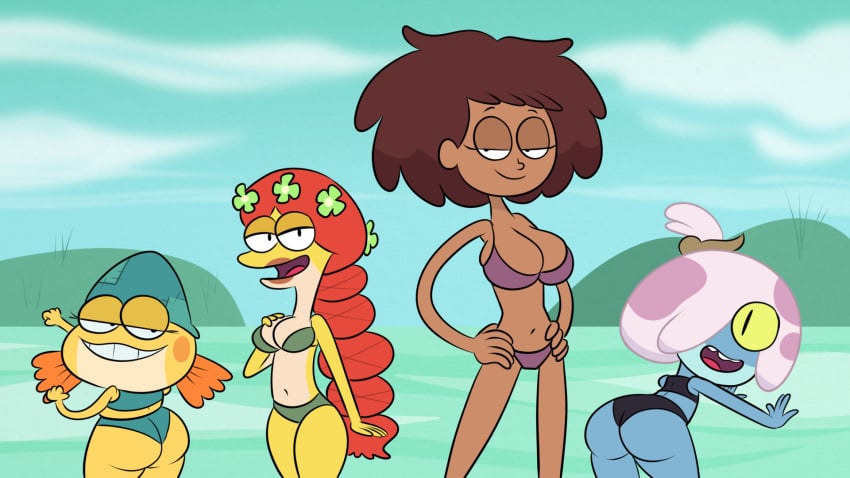 4_fingers 4girls amphibia amphibian anne_boonchuy anthro asian ass big_ass big_breasts bikini breasts dark-skinned_female dark_skin disney disney_channel felicia_sundew frog frog_girl ivy_sundew long_hair maddie_flour milf multiple_girls red_hair scobionicle99 straight_hair swimsuit tagme thai