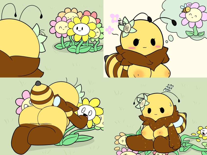 anthro ass bee big_breasts breasts flowey_the_flower tonytoran