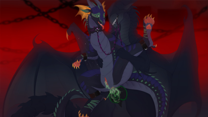 absurd_res alien alien_(franchise) collar dark_the_xenodragon dragon duo feanor female feral hi_res male male/female master pet rainwing rtut450 scalie western_dragon xenodragon xenomorph