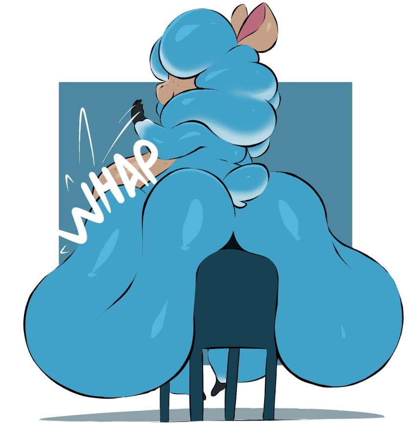 anthro arizonathevixen big_ass blue_wool bubble_butt chair_position cyrus_(animal_crossing) huge_ass male overflow overflowing_ass overweight seat seated sitting tagme