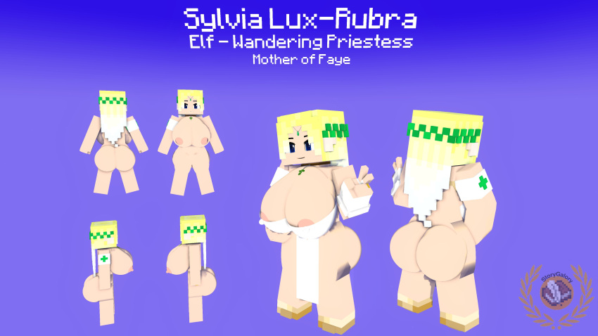 1girls 3d big_ass big_breasts blonde_hair blue_eyes character_profile elf elf_ears elf_girl erect_nipples female female_only half-dressed humanoid mine-imator minecraft outside solo story_galory sylvia_lux-rubra_(story_galor) tagme