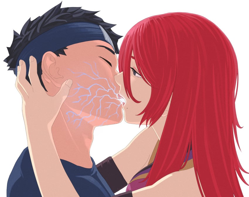 beauty_mark draining_kiss energy_drain fuuka_(naruto) imminent_death kiss_of_death kissing naruto naruto_(series) red_hair tongue_kiss