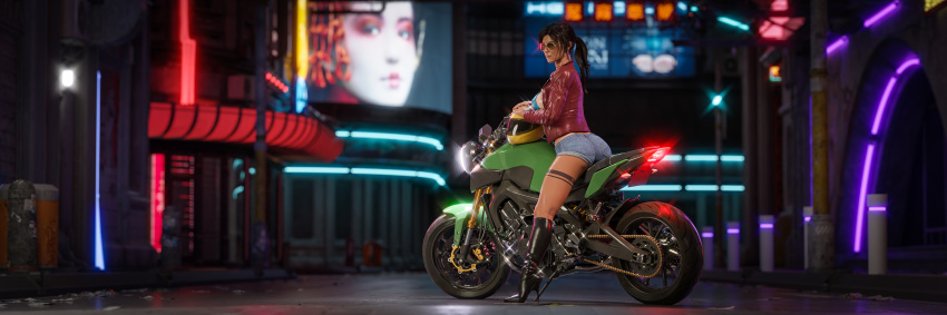 1female 1girls 3d brown_hair busty female female_focus female_only hourglass_figure lara_croft lara_croft_(survivor) motorcycle sitting_on_motorcycle sitting_on_vehicle smuttymcdirt solo solo_female tagme tattoo tomb_raider wide_hips