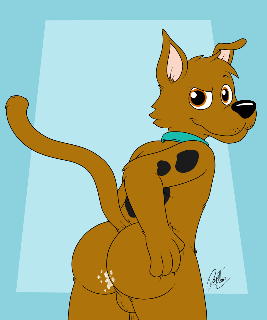 3_fingers absurd_res ass balls big_butt bodily_fluids butt canid canine canis cum cum_in_ass cum_inside doggettdouglasmcdog domestic_dog fingers gay genital_fluids genitals hand_on_butt hanna-barbera hi_res looking_at_viewer male male_only mammal non-human penis scooby-doo scooby-doo_(character) solo