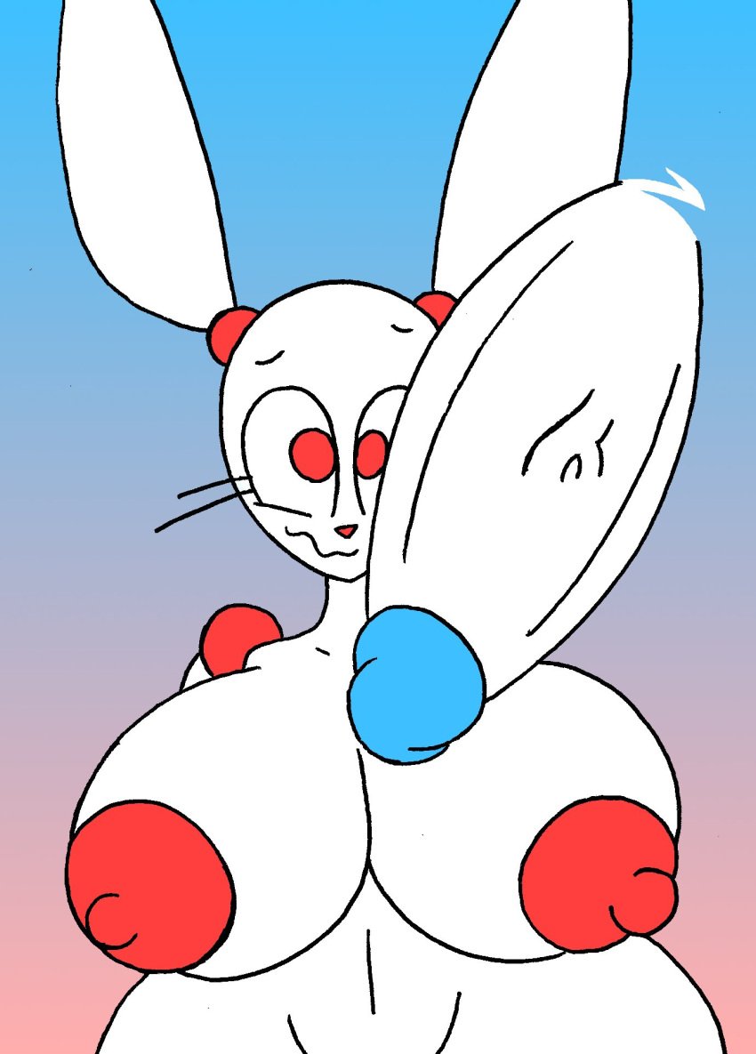 anthro big_breasts breasts duo erect_nipples erection female genitals hi_res hybrid imminent_sex incest lagomorph leporid looking_at_viewer machine male male/female mammal mom_bot_(rexon02) nipples penis penis_on_face rabbit red_eyes rexon02 robot simple_background son_bot_(rexon02) thick_penis vein