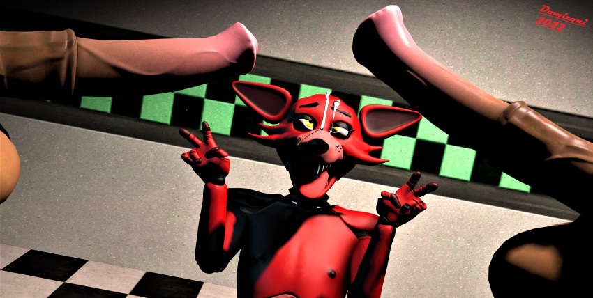 3d_(artwork) ahe_gao animal_genitalia animal_penis animatronic anthro balls big_balls bodily_fluids canid canine cross-eyed cum cum_on_face digital_media_(artwork) domizoni equid equine equine_penis erection five_nights_at_freddy's fox foxy_(fnaf) gay genital_fluids genitals gesture girly group hi_res looking_pleasured machine male male/male mammal nipples open_mouth penis robot scottgames source_filmmaker tagme trio v_sign video_games zoophilia