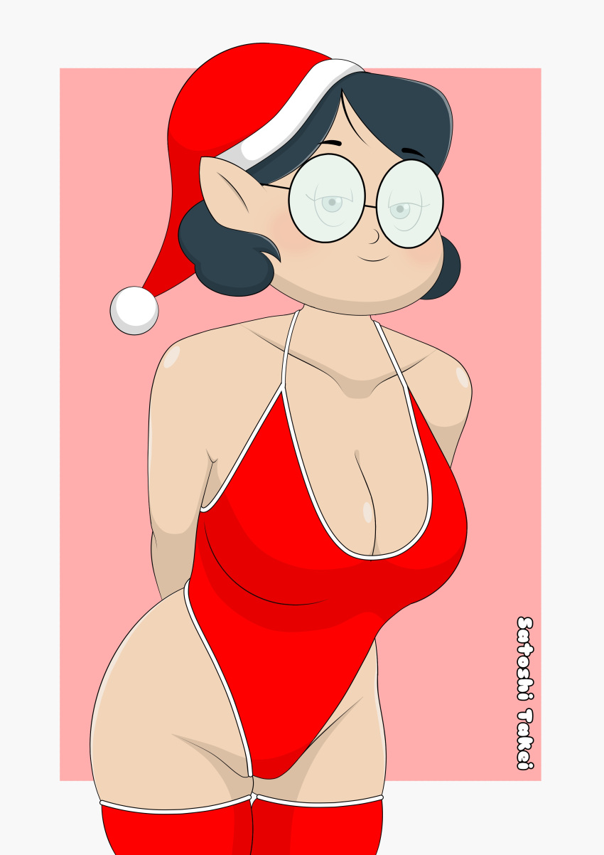 1girls big_breasts christmas christmas_clothing christmas_outfit disney disney_channel female female_focus female_only glasses holidays huge_breasts looking_at_viewer santa_hat satoshi_takei stockings straight_hair the_owl_house thick_thighs willow_park