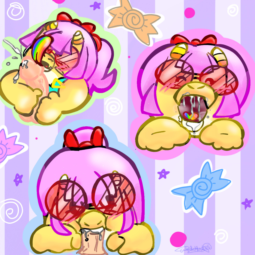 brawl_stars buzz_(brawl_stars) buzzette candy cum furry hi_res open_mouth pink_hair sucking sweat tagme wawawuthzy