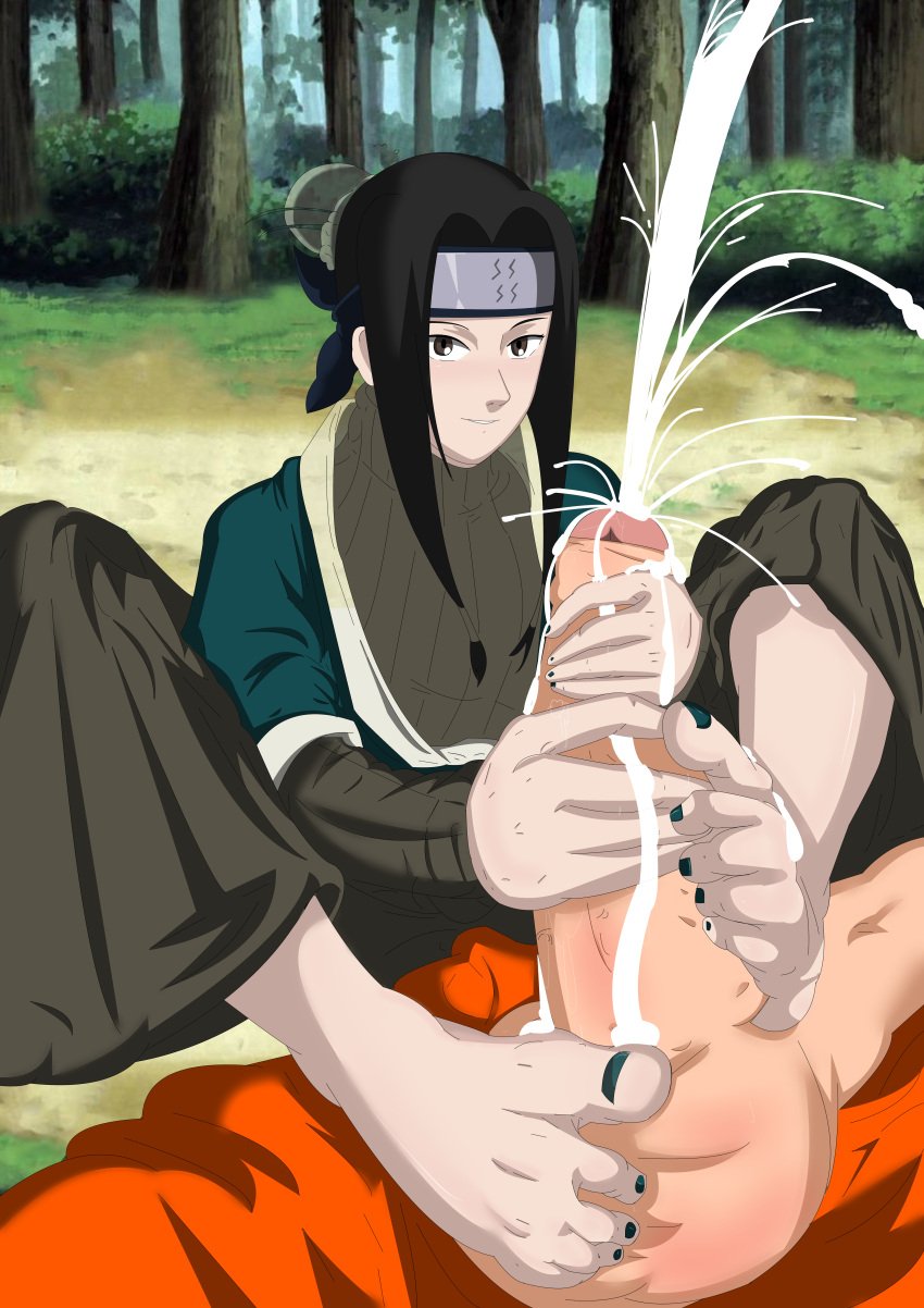 big_penis black_hair capitan_hentai cum_in_mouth cumshot feet femboy foot_fetish foot_focus footjob footwear gay haku_(naruto) huge_balls huge_cock huge_cumshot naruto naruto_(series) penis rule_63 trap yaoi