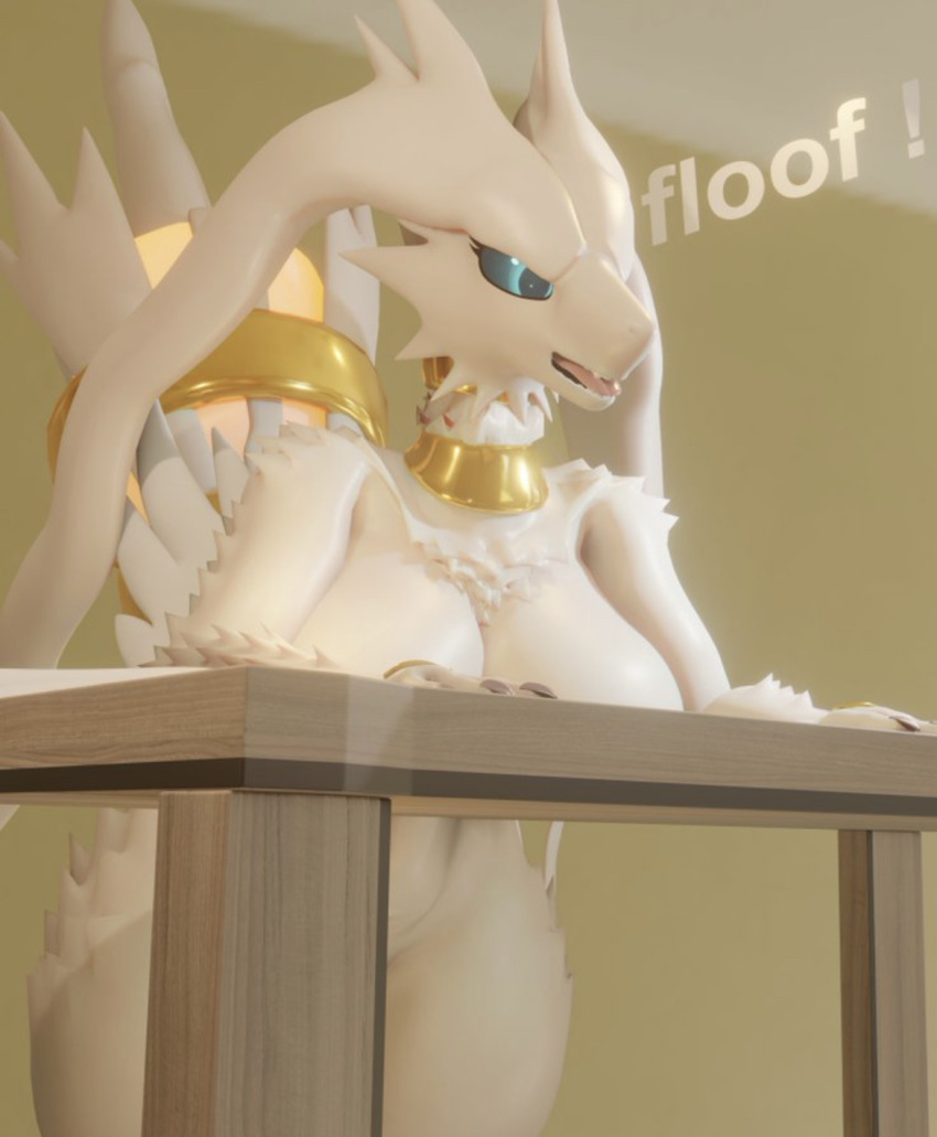 3d 3d_(artwork) anthro blue_eyes dragon female female_dragon female_focus female_only female_pokemon large_breasts legendary_pokemon nintendo pokémon_(species) pokemon reshiram shiny_reshiram thick xlkev