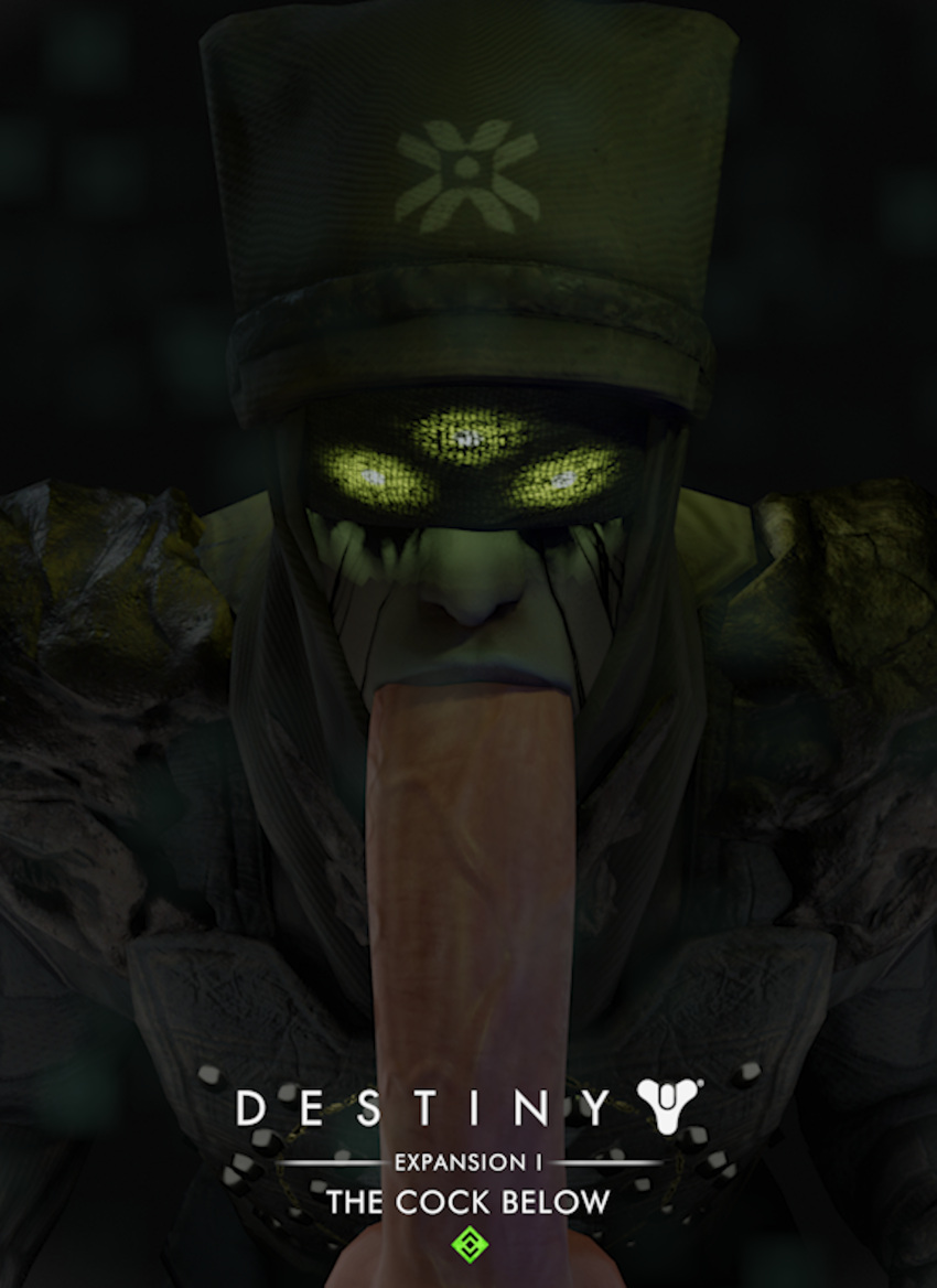 3_eyes 3d big_penis blindfold blowjob bungie destiny_(game) destiny_2 eris_morn fellatio green_eyes hat pov text unknown_artist