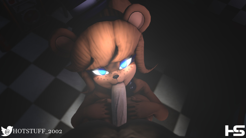 3d animatronic blue_eyes cally3d clazzey cryptiacurves fazclaire's_nightclub female five_nights_at_freddy's fnaf freddy_(fnaf) fredina's_nightclub fredina_(cally3d) frenni_(cryptia) frenni_fazclaire glowing_eyes hotstuff male_pov pov pov_eye_contact robot scottgames straight sucking_penis