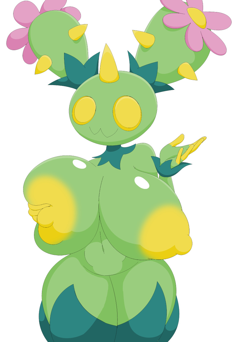 5_fingers absurd_res anthro areola big_breasts breasts edit female fingers generation_5_pokemon green_body hi_res holding_breast humanoid maractus nintendo nipples pokémon_(species) pokemon pokemon_(species) shmeepo solo video_games yellow_areola