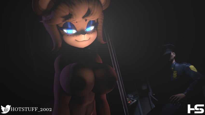 3d animatronic blue_eyes cally3d clazzey cryptiacurves fazclaire's_nightclub female five_nights_at_freddy's fnaf freddy_(fnaf) fredina's_nightclub fredina_(cally3d) frenni_(cryptia) frenni_fazclaire glowing_eyes hotstuff nude robot scottgames