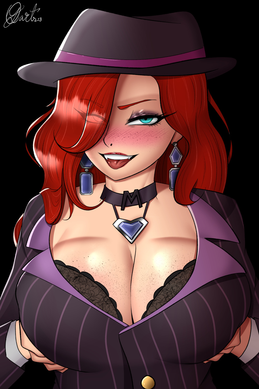 1girls aqua_eyes big_breasts blue_eyes bra clothed commission crime_city_miss_fortune female female_focus female_only league_of_legends light-skinned_female light_skin lingerie looking_at_viewer miss_fortune presenting presenting_breasts qiyarts riot_games smirk solo_female tagme