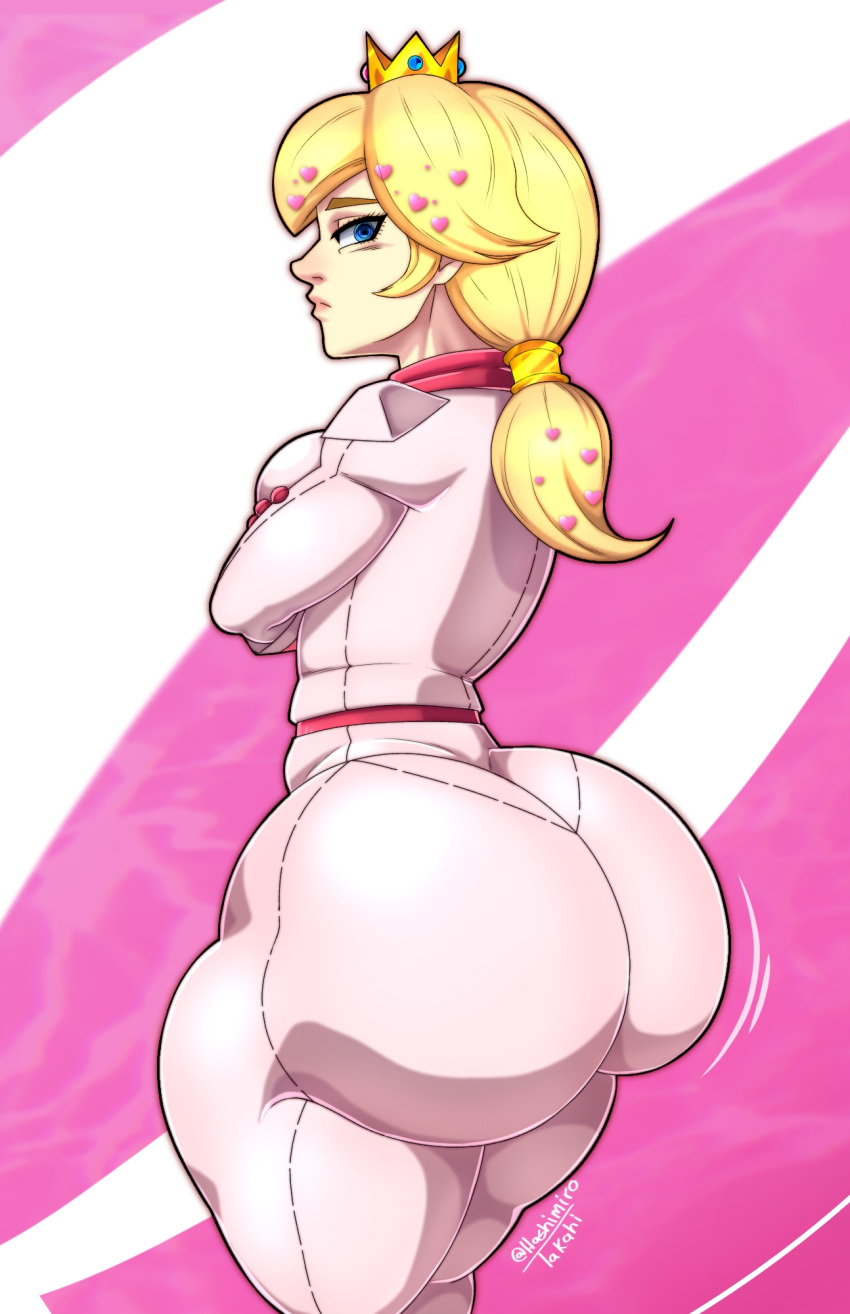 1girls ass blonde_hair bodysuit clapping e-girl exposure fat_ass female female_only hashimiro_takahi hip_dips huge_ass mario_(series) nintendo pink_body pink_fur princess_peach self_upload solo super_mario_bros._(2023_film) thighs