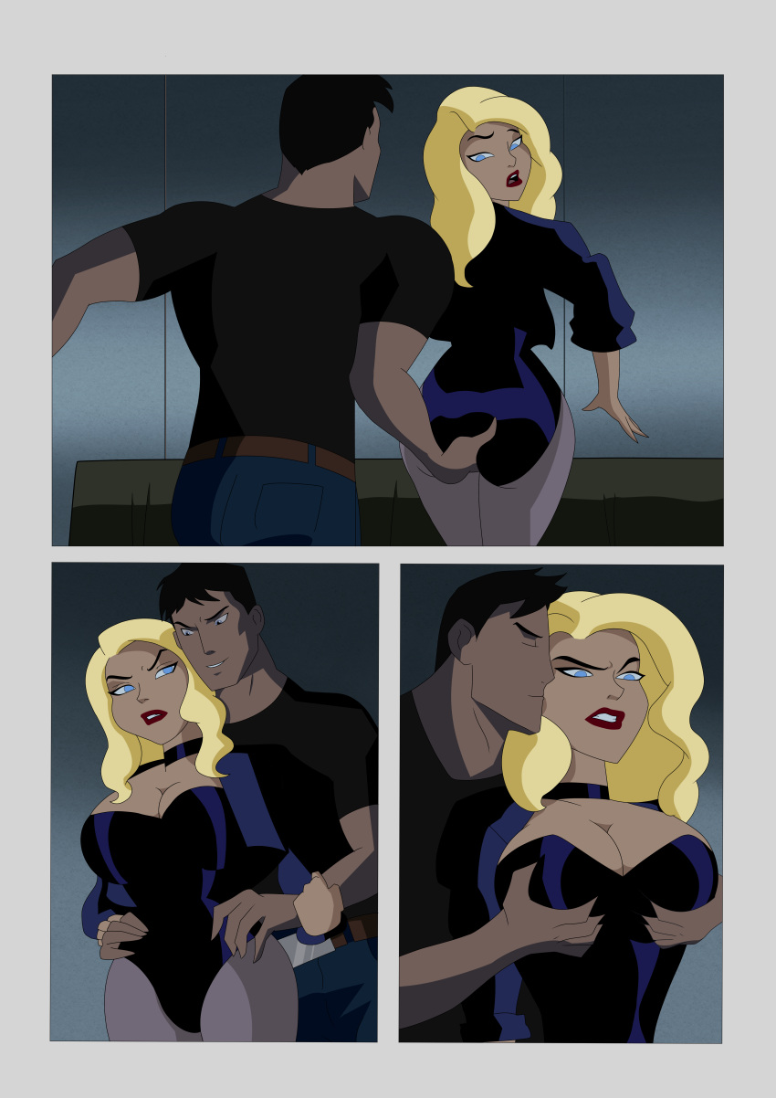 black_canary butt_grab conner_kent dc dinah_lance female green_arrow_(series) kissing_cheek male molestation non_consensual superboy xcdeviant