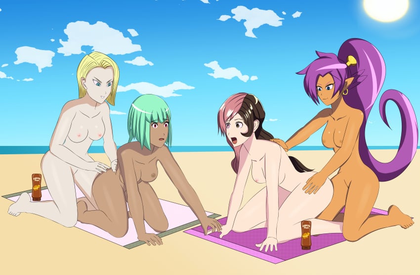 4girls all_fours android_18 anoneysnufftan applying_sunscreen ass beach blonde_hair blue_eyes breasts brown_hair dragon dragon_ball dragon_ball_z edasbild embarrassed embarrassed_nude_female emerald_sustrai female female_only gasp green_hair hand_on_ass hand_on_back hand_on_thigh hawaiian_tropic heterochromia humiliation imminent_death killer_lotion long_hair lotion_bottle massage multiple_girls murder neo_(rwby) nipples nude ocean peril pink_hair pointy_ears punishment purple_hair pussy red_eyes rubbing rwby sand scared screaming seaside shantae shantae_(character) short_hair sky smooth_skin snuff summer sunbathing towel two-tone_hair