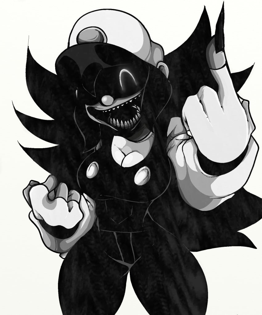 big_breasts creepy_smile creepypasta evil_smile female friday_night_funkin gb_(marios_madness) golden_land house_of_horrorbrews mario.exe mario_(series) marios_madness monochrome nintendo rule_63 thick_thighs