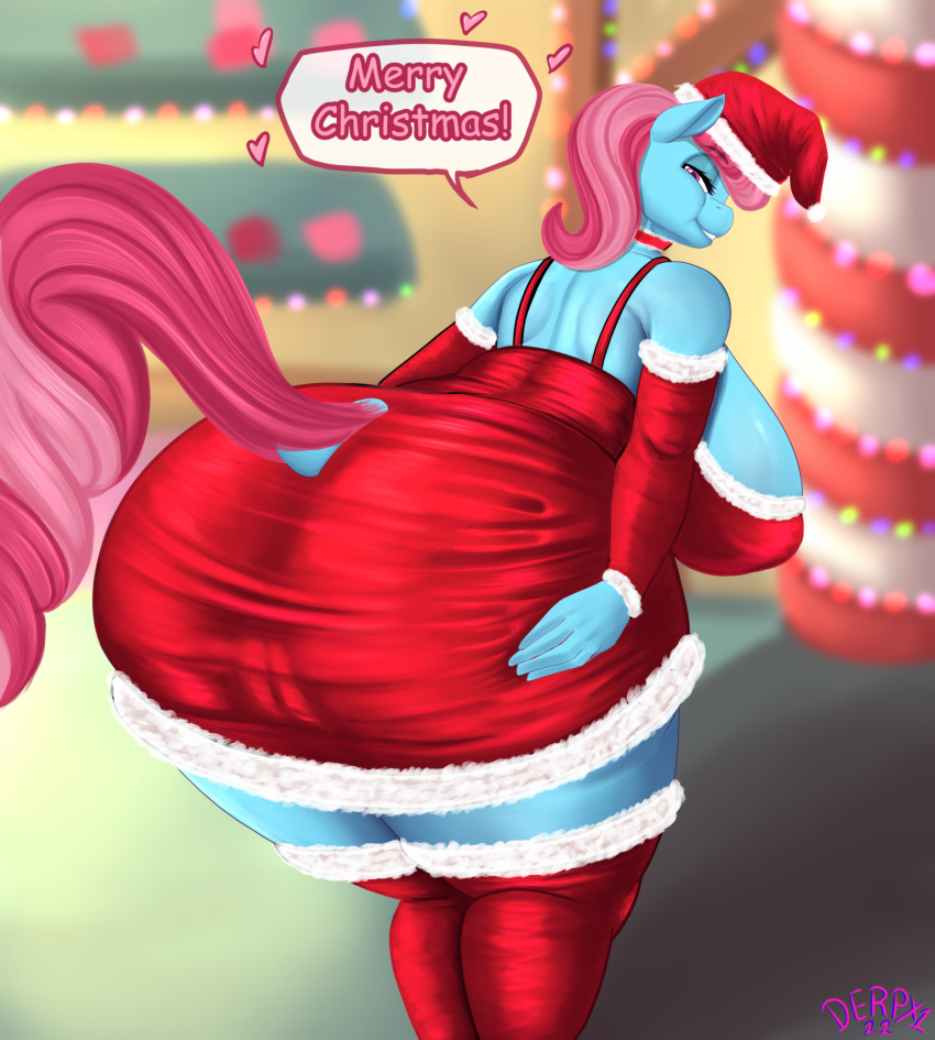 anthro anthrofied ass big_breasts big_butt breasts camel_toe christmas christmas_clothing christmas_headwear clothing cup_cake_(mlp) derpx1 equid equine female friendship_is_magic hasbro hat headgear headwear hi_res holidays huge_butt mammal mature_female my_little_pony santa_hat