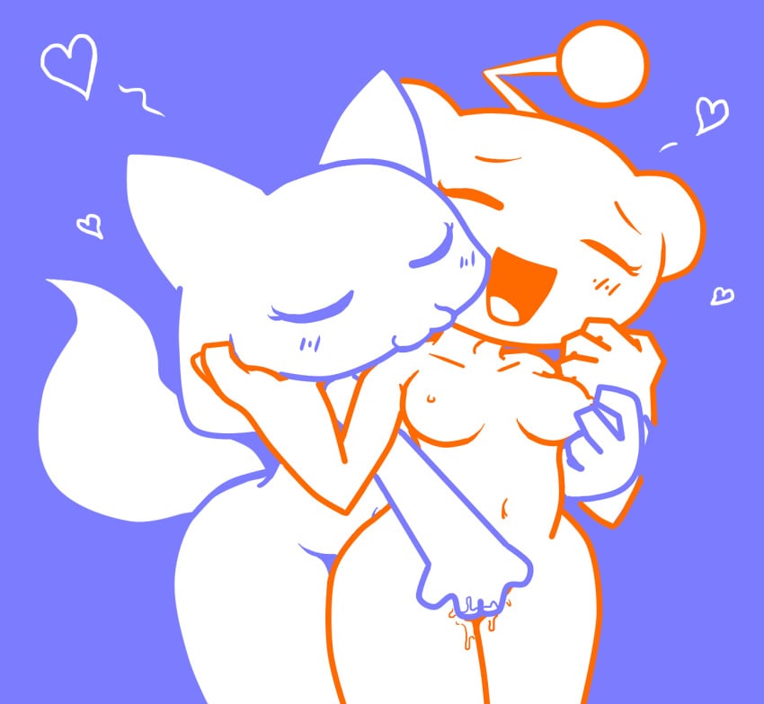 2girls 4_fingers alien anonymous_artist antennae_(anatomy) anthro blue_background blush bodily_fluids breasts closed_eyes clyde_(discord) discord discord_(app) duo eyelashes female female/female finger_fuck fingering fingers fluffy fluffy_tail fur genital_fluids heart hi_res kissing kissing_neck mammal multiple_girls navel nipple_pinch nipple_play nipples nude open_mouth penetration pinch pussy_juice reddit simple_background snoo standing tongue unknown_species vaginal_penetration white_body white_fur yuri