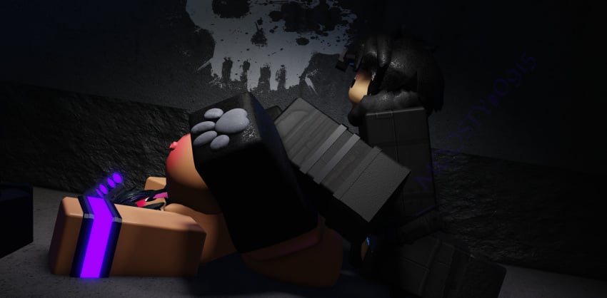 3d armor decaying_winter dim_lighting eru_scout_(decaying_winter) interrogation interrogation_room lulu_(decaying_winter) missionary_position moosty night_vision_goggles open_mouth roblox roblox_game robloxian self_upload side_view tagme tongue_out vaginal_penetration