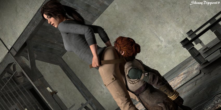 2girls 3d ass_on_face ass_sniffing ass_worship big_ass bubble_butt facesitting female female_only fetish lara_croft lara_croft_(survivor) skinnydipper69 smothering sniffing_ass sofia_(tomb_raider) tomb_raider tomb_raider_(survivor) yuri