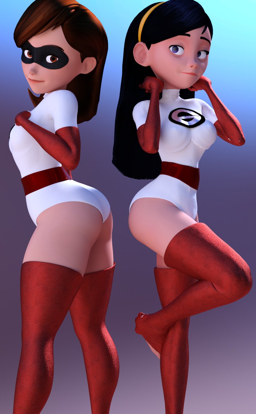 2girls 3d 3d_(artwork) ass athletic athletic_female big_ass big_breasts black_hair bottom_heavy breasts brown_hair bubble_ass bubble_butt busty daughter disney elastigirl eyebrows eyelashes eyes female female_only fit fit_female hair helen_parr heroine hips hourglass_figure huge_ass human large_ass legs light-skinned_female light_skin lips long_hair medium_breasts milf mother mother_and_daughter petite pixar short_hair slim slim_waist small_breasts straight_hair superheroine the_incredibles thick thick_hips thick_legs thick_thighs thighs top_heavy upper_body violet_parr voluptuous vtemp waist wide_hips