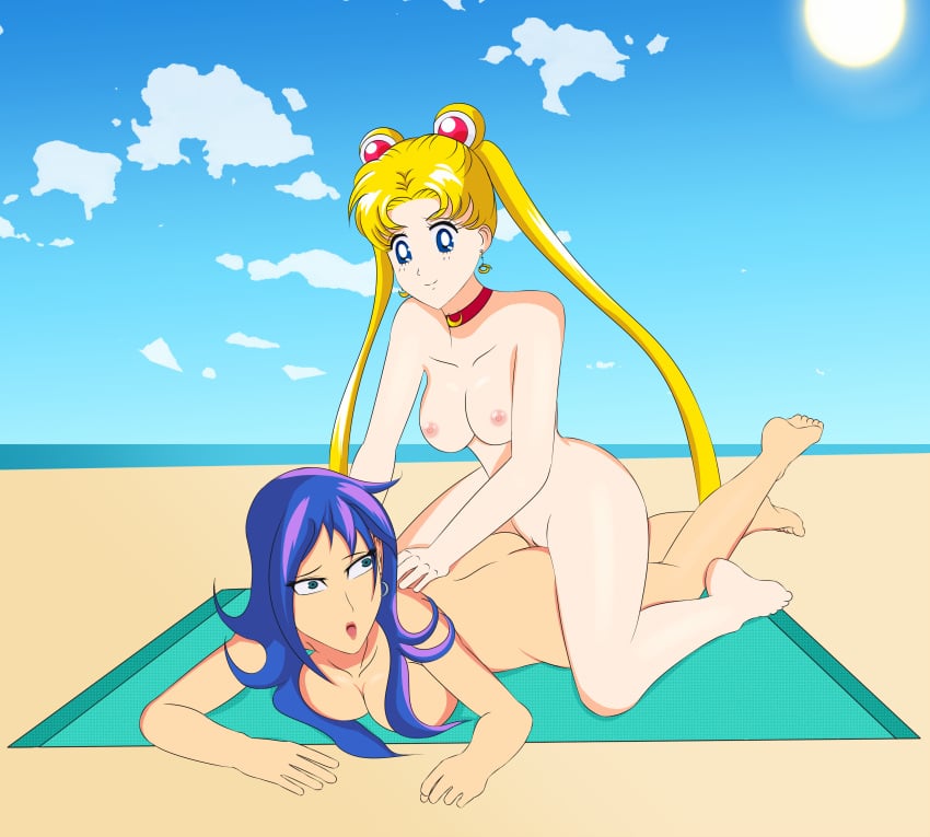 2girls anoneysnufftan applying_sunscreen ass beach bishoujo_senshi_sailor_moon blonde_hair blue_eyes blue_hair breasts choker crossover defeated defeated_villainess earrings edasbild embarrassed embarrassed_nude_female female female_only friendship_is_magic hair_ornament humiliation imminent_death killer_lotion long_hair massage murder my_little_pony nipples nude ocean on_stomach outdoors outside peril princess_luna_(mlp) punishment pussy rubbing sailor_moon sand seaside sitting_on_person sky small_breasts snuff straight_hair summer sunbathing towel twintails usagi_tsukino yuri