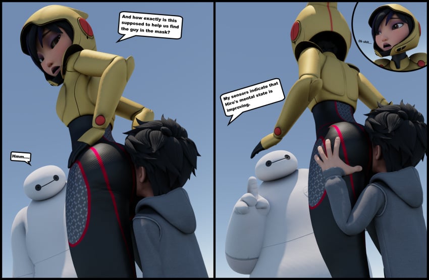 1boy 1girls 1other 3d 3d_(artwork) armor asian asian_female asian_male ass ass_grab ass_in_face ass_worship back back_view baymax big_ass big_butt big_hero_6 black_hair bodysuit bottom_heavy breasts brown_eyes butt butt_grab butt_worship clothed clothed_female clothed_male clothes clothing dialogue duo_focus english english_dialogue english_text eyeshadow face_in_ass feet_out_of_frame female from_behind from_behind_position fully_clothed gloves gogo_tomago grabbing grabbing_ass grabbing_from_behind hair hands_on_ass hands_on_hips headgear headwear helmet hi_res high_resolution highlights_(coloring) highres hip_grab hips hiro_hamada human kneeling kneeling/standing large_ass legs light-skinned_female light-skinned_male light_skin lips lipstick looking_at_partner looking_away looking_back looking_back_at_partner looking_down looking_down_at_partner low-angle_view male male/female marvel medium_hair mouth_open multicolored_hair multiple_images open_mouth purple_highlights rear_view skin_tight skinnydipper69 small_breasts source_request speech_bubble standing surprise surprised talking text text_bubble thighs tight_clothing trio wide_hips worship