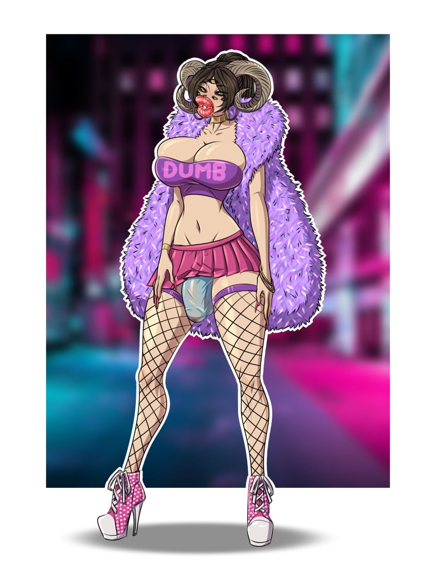 bimbo bimbo_lips demon demon_girl demon_horns futanari high_heels huge_ass huge_breasts lips maxtyan-tf multi_eye sneaker_high_heels thick_thighs wide_hips