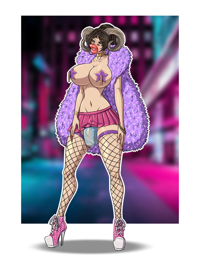 bimbo bimbo_lips demon demon_girl demon_horns futanari high_heels huge_ass huge_breasts lips maxtyan-tf multi_eye sneaker_high_heels thick_lips thick_thighs wide_hips