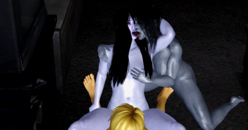 1boy 2girls 3d 3d_(artwork) 3dhentaihero crossover ghost ghost_girl ju-on link saeki_kayako the_grudge the_legend_of_zelda the_ring yamamura_sadako