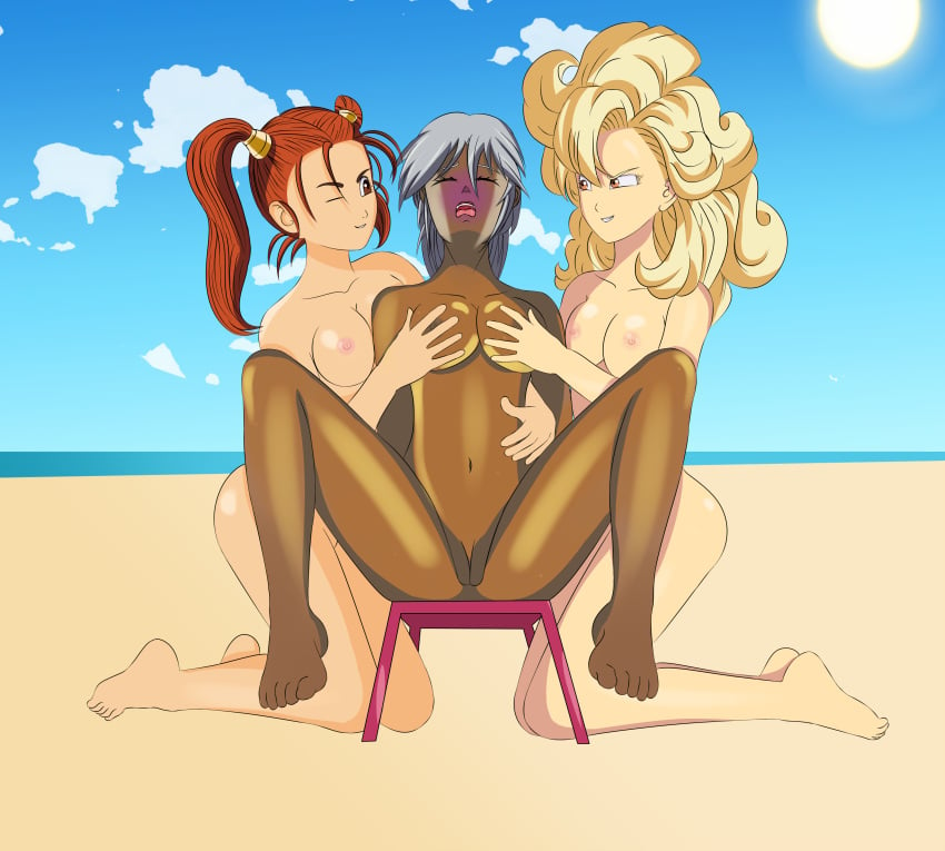 3girls ahe_gao anoneysnufftan applying_sunscreen asphyxiation ayla_(chrono_trigger) beach blonde_hair blush blushing_profusely breast_grab breasts chair chrono_trigger closed_eyes crossover dark-skinned_female defeated defeated_villainess dragon_quest dragon_quest_viii drooling edasbild embarrassed embarrassed_nude_female female female_only from_side head_tilt humiliation imminent_death jessica_albert jojo's_bizarre_adventure killer_lotion kneeling legs_spread lotion mariah_(jjba) massage medium_breasts mind_break moaning multiple_girls murder nipples nude ocean oil oiled one_eye_closed orange_eyes orgasm outdoors outside peril punishment pussy red_hair rubbing sand satisfied seaside silver_hair sitting sky snuff stardust_crusaders suffocation summer sunbathing sunscreen tan tanned towel twintails