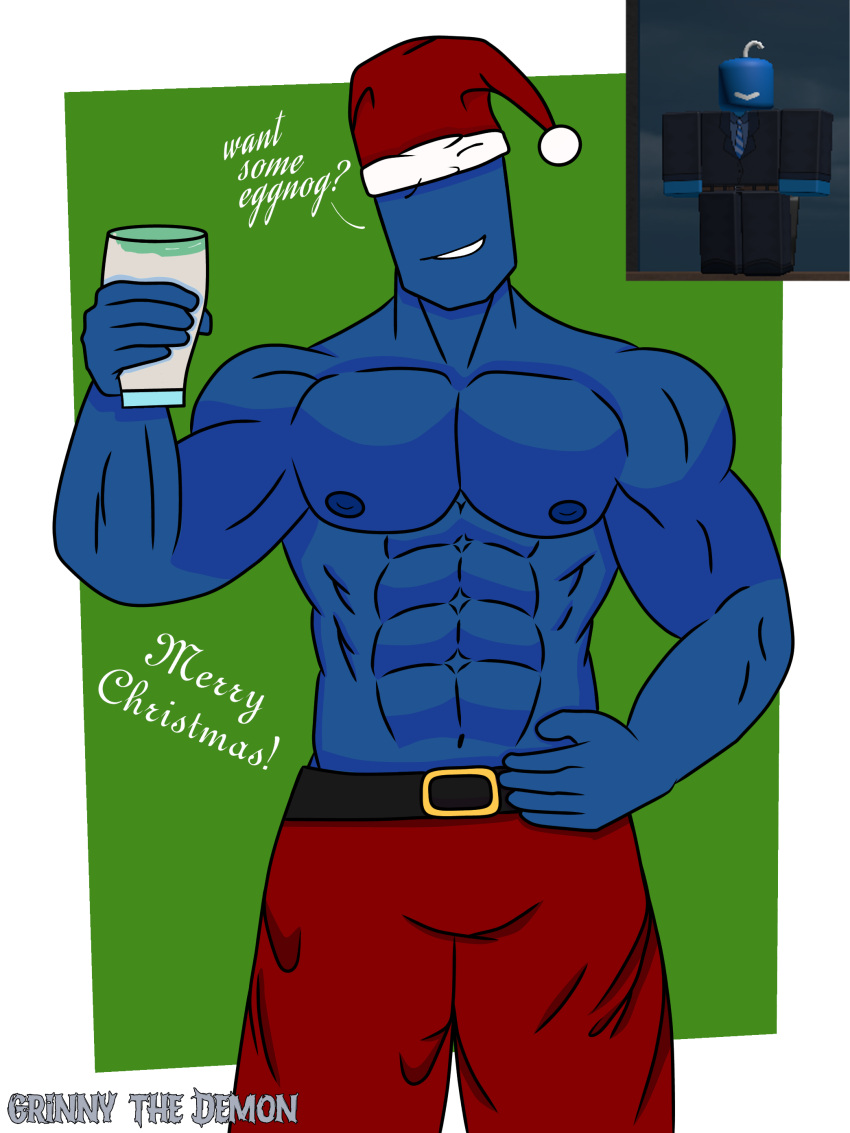 bara christmas gay john_bomb kendrick_nsfw muscle muscular muscular_male rblxware roblox roblox_game robloxian shirtless source_request tagme