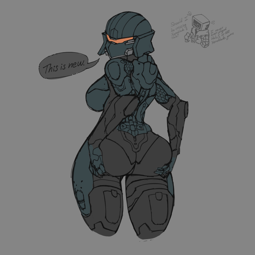 armor ass_focus crossover crowsdome female_only female_spartan_(halo) from_behind halo_(series) halo_5 keves_soldier_(xenoblade) large_ass oc power_armor spartan_(halo) xenoblade_(series)