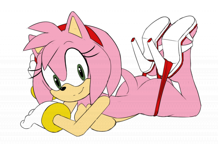 2016 ambiguous_background amy_rose anthro ass bare_ass bipedal bracelet breasts clothing colored_skin eulipotyphlan eyelashes feet female female_only flat_color footwear furry gloves green_eyes hairband hedgehog high_heels jewelry large_breasts legs legs_up long_eyelashes looking_at_viewer lying mammal pantsu pink_fur pink_hair pink_skin presenting_ass ravrous red_hairband red_panties red_underwear sandals seducing seduction seductive seductive_look seductive_pose sega seth65 shoes smile solo sonic_(series) sonic_the_hedgehog_(series) thong topless underwear white_footwear white_gloves white_high_heels white_sandals