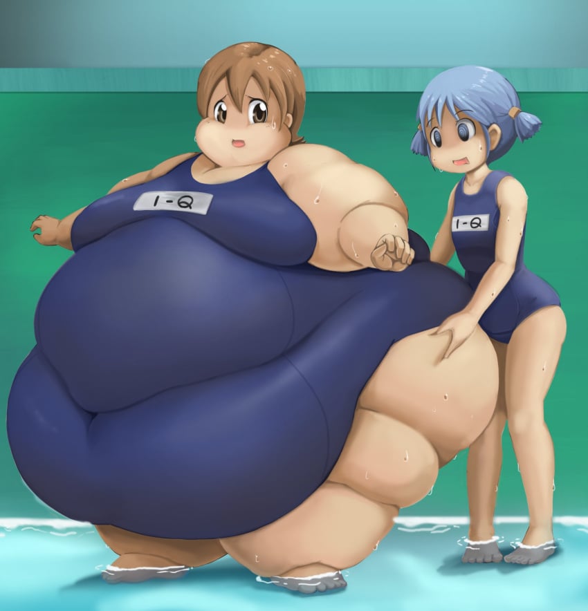 aioi_yuuko bbw double_belly eishiban fat huge_ass morbidly_obese naganohara_mio nichijou obese overweight overweight_female ssbbw triple_belly