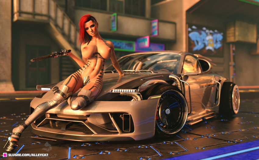 16:9 1girls 2022 3d alleyca7 areolae asymmetrical_hair big_areola big_nipples breasts car car_hood city city_background cyberpunk_2077 depth_of_field erect_nipples fanart female female_only high_heels holding_gun holding_object holding_pistol holding_weapon huge_breasts linea_alba maebari naked_footwear naked_thighhighs navel_line nipple_piercing nipples nude nude_female on_car_hood outdoor outdoor_nudity outdoors outside perky_breasts piercing pistol platform_heels posing puffy_nipples red_hair sci-fi science_fiction side_shave sitting_on_car solo solo_female sports_car thighhighs tires topless v_(cyberpunk_2077) valerie_(cyberpunk_2077) wallpaper weapon