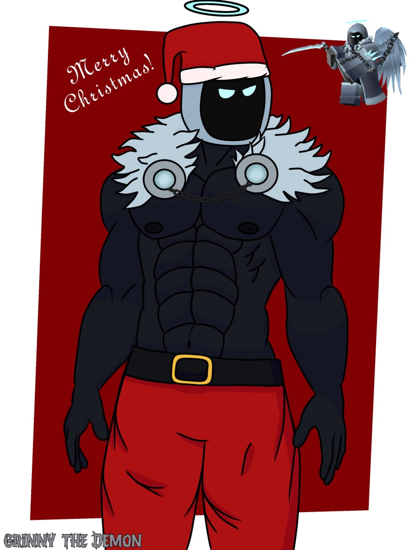 1boy bara christmas frost_spirit gay muscles muscular roblox roblox_game robloxian shirtless source_request tagme tower_defense_simulator