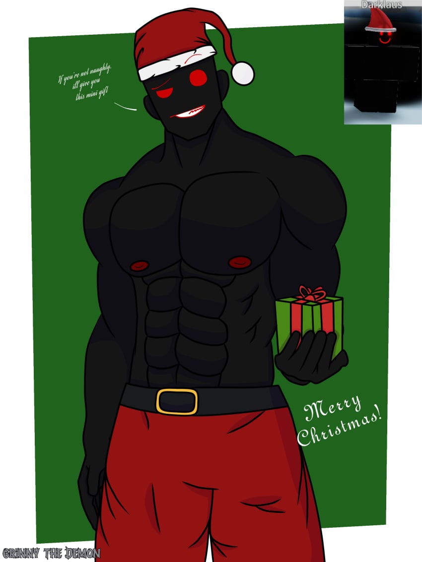 1boy artist_request bara christmas darklaus_(jtoh) demon gay juke's_towers_of_hell muscles muscular muscular_male roblox roblox_game robloxian shirtless source_request tagme