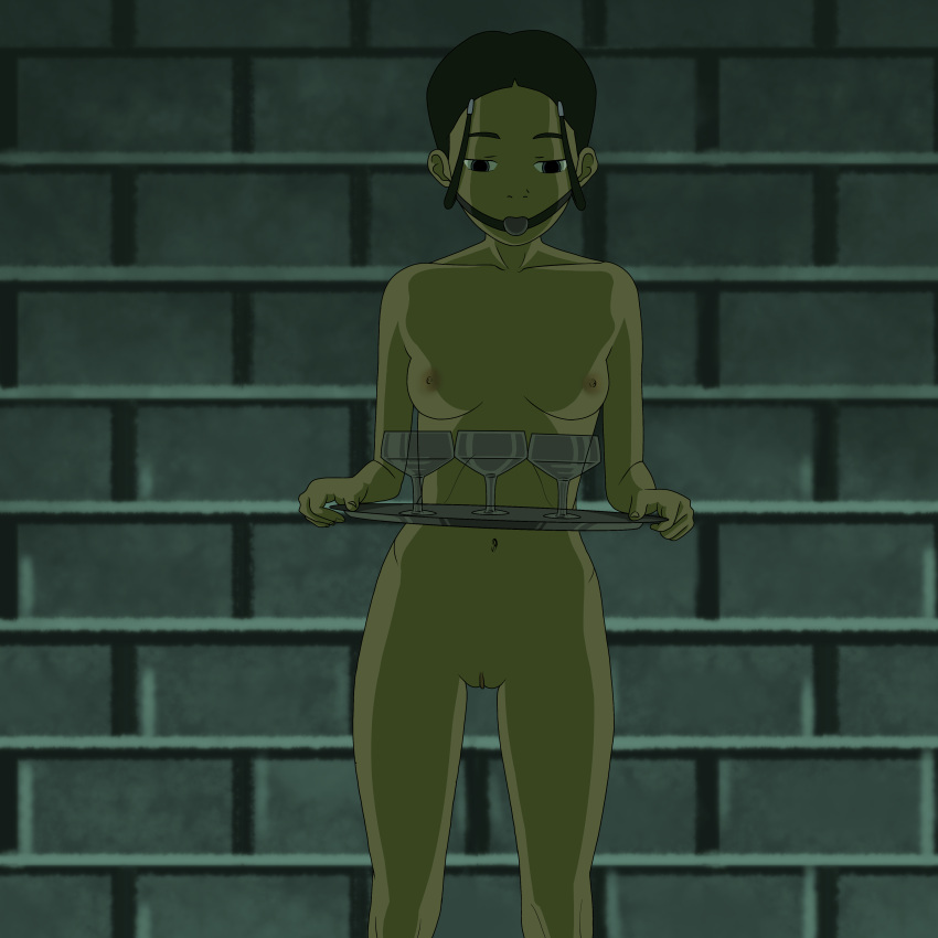 1girls avatar_the_last_airbender ball_gag brainwashing breasts female female_only gag high_resolution highres human katara munshin pussy small_breasts solo tagme