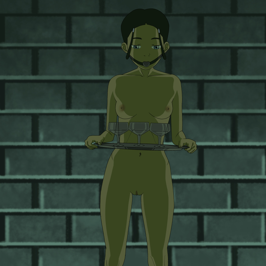 1girls accurate_art_style avatar_the_last_airbender ball_gag breasts female female_only gag high_resolution highres human katara munshin naked pussy small_breasts solo tagme