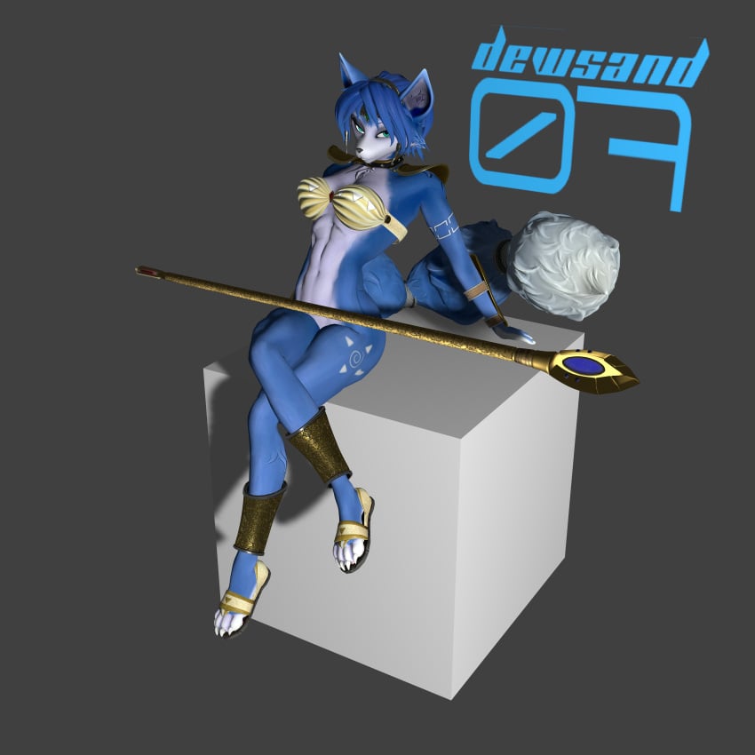 1:1 3d anthro artist_logo artist_name big_breasts black_nose blender blender_(software) blue_fur blue_hair bottomless bra claws closed_mouth clothes crossed_legs crossing_legs cube default_cube dewsand07 female female_only footwear fox front_view fur furry furry_breasts furry_ears furry_tail green_eyes hair krystal krystal's_staff looking_at_viewer meme open_eyes pointy_ears seductive seductive_eyes seductive_smile self_upload short_hair simple_background sitting smug solo staff star_fox tail white_fur