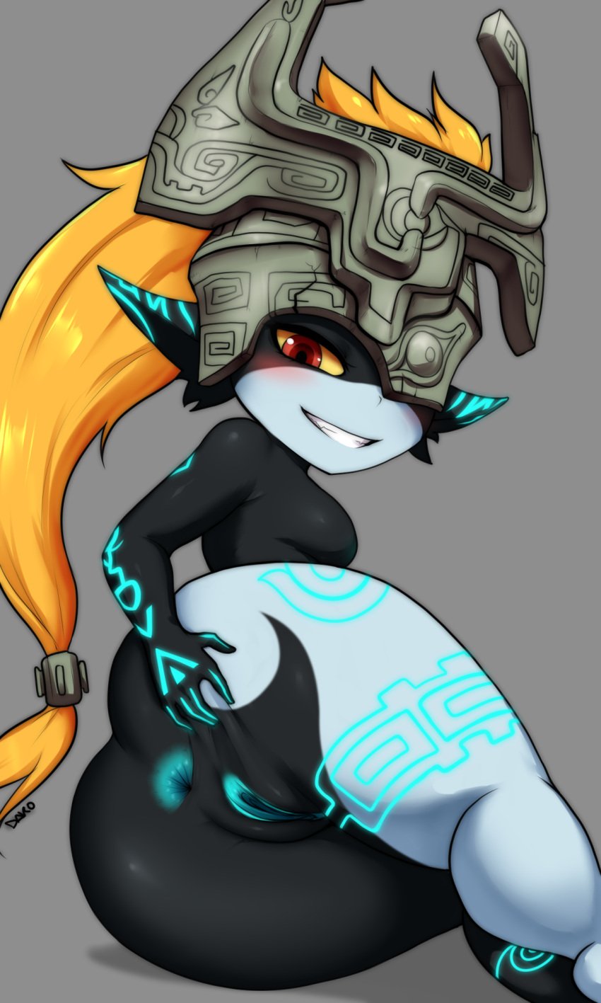 1girls accessory anus armor ass big_ass blush body_markings bottom_heavy breasts completely_nude completely_nude_female dako dakosito female female_only genitals hair hair_accessory hand_on_butt headgear helmet hi_res humanoid humanoid_pointy_ears imp imp_midna long_hair looking_at_viewer midna naked naked_female nintendo nude nude_female on_side orange_hair pointy_ears pussy red_eyes shortstack smaller_female smile solo spread_anus spread_ass spread_pussy spreading spreading_ass the_legend_of_zelda the_legend_of_zelda:_twilight_princess thick_thighs twilight_princess two_tone_body yellow_sclera