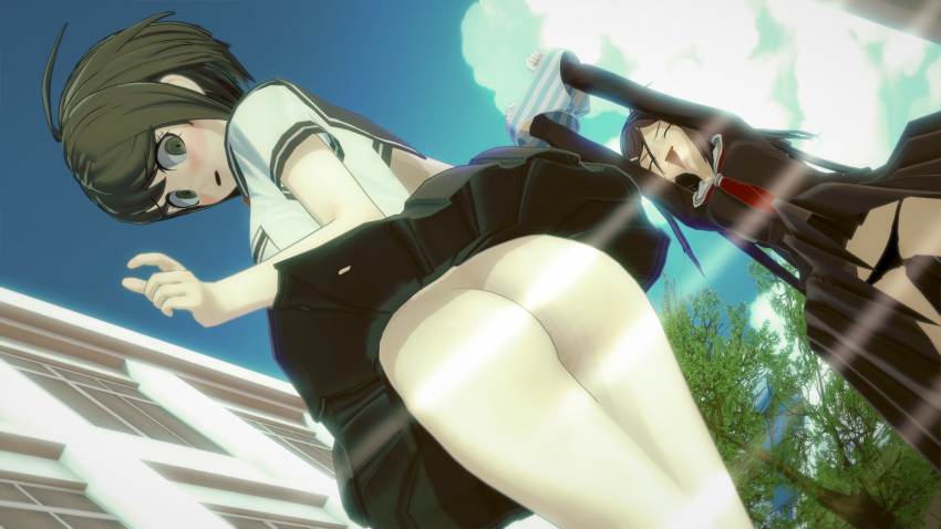 3d ass danganronpa danganronpa:_trigger_happy_havoc danganronpa_ultra_despair_girls embarrassed embarrassed_nude_female enf exposed_ass fukawa_touko genocider_shou koikatsu naegi_komaru no_panties skirt_up stolen_clothes straight_hair ultimateenf underwear upskirt