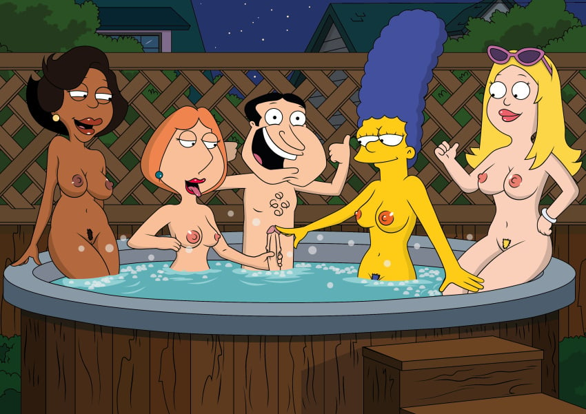 1boy 20th_century_fox 4girls accurate_art_style american_dad big_breasts big_penis black_hair blonde_hair blue_hair breasts completely_nude completely_nude_female completely_nude_male crossover dark-skinned_female diablodivinity donna_tubbs erect_penis family_guy female francine_smith gangbang glenn_quagmire hairy_pussy hot_tub imminent_gangbang lois_griffin long_hair lucky_bastard male marge_simpson milf multiple_girls navel nipples nude nude_female nude_male penis pubic_hair red_hair reverse_gangbang short_hair the_cleveland_show the_simpsons thumbs_up